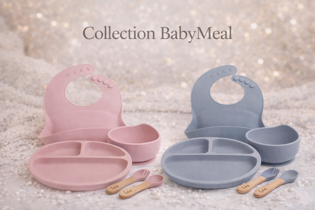 BabyMeal – Set repas bébé personnalisé (silicone & bois)